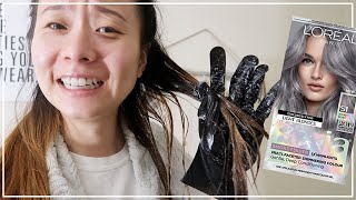 TRIED TO DYE MY HAIR SILVER  quarantine vlog [upl. by Ramsa]