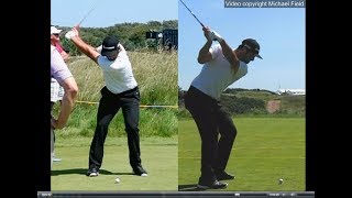 Jon Rahm golf swing  Long Iron faceon amp downtheline July 2017 [upl. by Ahsahs]