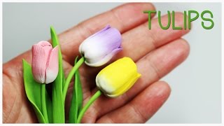 polymer clay Tulips TUTORIAL Mothers Day project [upl. by Eemak]