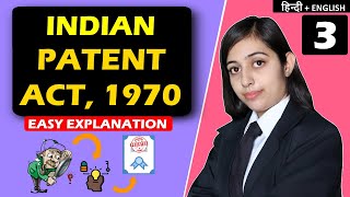 Patent Law  Indian Patent Act 1970  Intellectual Property Rights IPR in Hindi  English EASY [upl. by Mathias399]