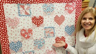 Donnas SWEET quotHearts and Pinwheelsquot FREE PATTERN Quilt tutorial [upl. by Spanjian]