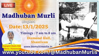 Madhuban Murli English LIVE  1312025 Monday 700 am to 800 am IST [upl. by Ahsille]