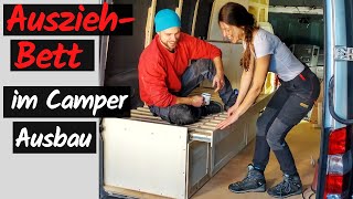 Ausziehbares Bett mit Schwerlastauszügen 🚐 Camper Ausbau  Sprinter Selbstausbau [upl. by Oringas898]