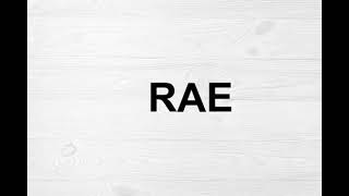 How To Pronounce Rae [upl. by Marris515]