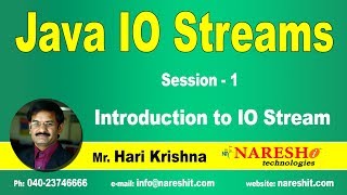 IO Streams  Session 1  Introduction to IO Stream  Core Java Tutorial  Mr Hari Krishna [upl. by Nonnahs762]