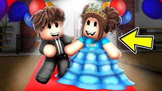 Baby Brooks FIRST SCHOOL DANCE In Roblox Brookhaven [upl. by Nirot]