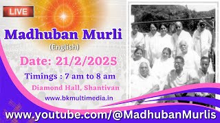 Madhuban Murli English LIVE  2122025 Friday 700 am to 8 00 am IST [upl. by Finstad]