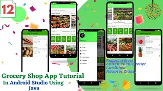 RecyclerView  RecyclerView Android Studio Tutorial  CardVew  Grocery App In Android Studio  Java [upl. by Radbourne676]