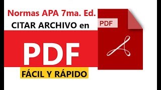 NORMAS APA CITAR ARCHIVO PDF SÉPTIMA EDICIÓN 7ma PASO A PASO EN WORD [upl. by Hudnut]