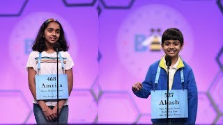 Scripps National Spelling Bee 2019 I Round 2 I Akash and Amrita Vukoti [upl. by Ferdinand]