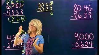 Subtraction quotAcross the Zerosquot 4th Grade Math Lightboard [upl. by Haon]