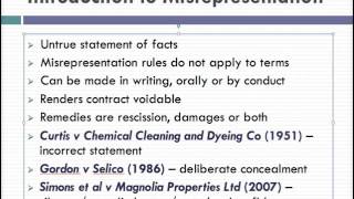 Misrepresentation Lecture 1 of 4 [upl. by Nev]