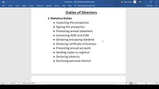 Powers Duties and Liabilities of Directors  Lecture [upl. by Columba]