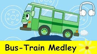 Wheels on the Bus amp Bus Train Medley  Nursery Rhymes Collection [upl. by Ardnatal]