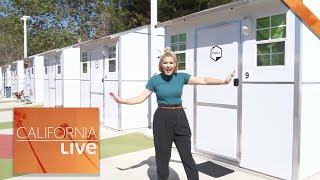 LAs First Tiny Home Village to House Homeless  California Live  NBCLA [upl. by Aziaf]