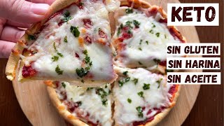 PIZZA KETO Súper CRUJIENTE  SIN HARINA Sin Gluten  Masa de sólo 3 INGREDIENTES [upl. by Eudoxia403]